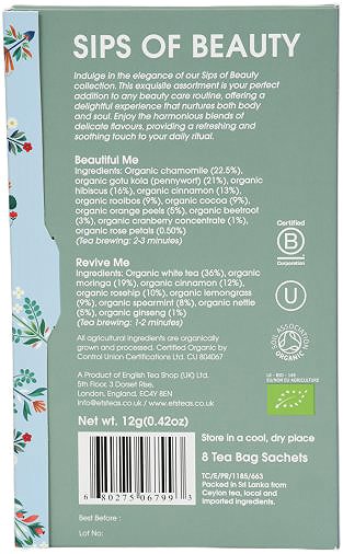 Tea English Tea Shop Sips Beauty Booklet 8 bags .