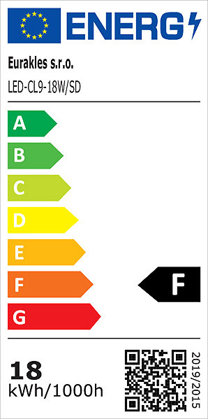Ceiling light Eurakles LED 50 W 3750 lm 4000 K, wood imitation Energy label