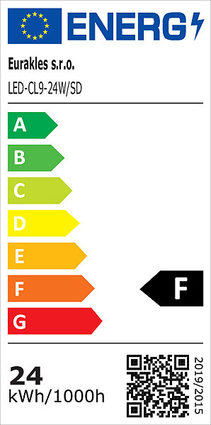 Ceiling light Eurakles LED 24 W 1920 lm 4000 K, wood imitation Energy label
