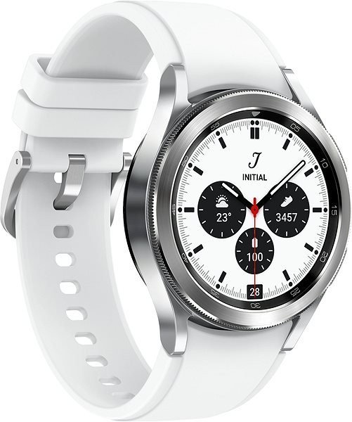 Smart hodinky Samsung Galaxy Watch 4 Classic 42 mm strieborné – EÚ distribúcia Bočný pohľad