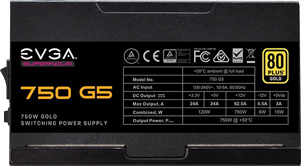 PC tápegység EVGA SuperNOVA 750 G5 UK Képernyő