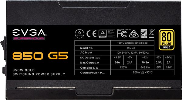 PC Power Supply EVGA SuperNOVA 850 G5 UK Screen