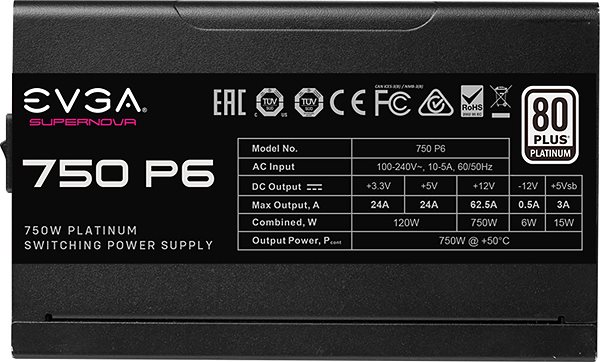 PC Power Supply EVGA SuperNOVA 750 P6 Screen