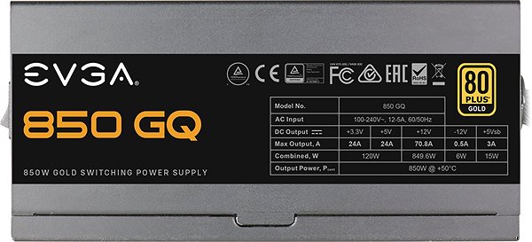 EVGA 850 GQ tápegység UK képernyő