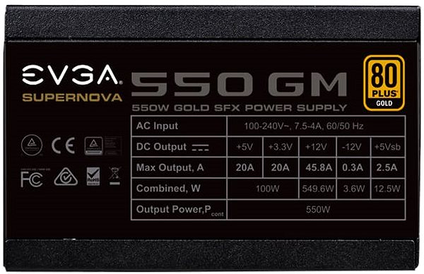 PC zdroj EVGA SuperNOVA 550 GM SFX + ATX Screen