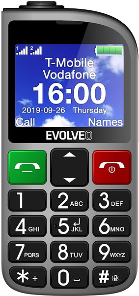 Mobiltelefon EVOLVEO EasyPhone FM, ezüst Képernyő