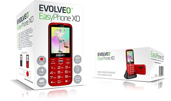 Mobiltelefon EVOLVEO EasyPhone XO, piros ...