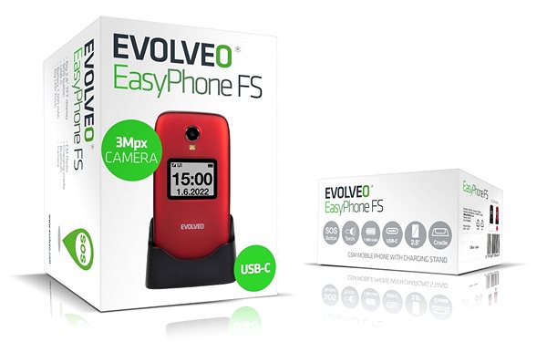 Mobiltelefon EVOLVEO EasyPhone FS, piros ...