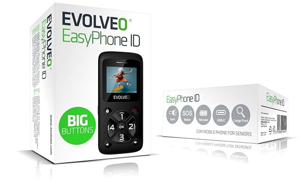 Mobiltelefon EVOLVEO EasyPhone ID fekete ...