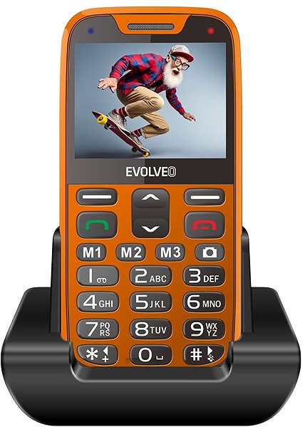 Mobile Phone EVOLVEO EasyPhone XR orange with charging stand ...