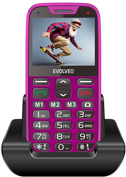 Mobile Phone EVOLVEO EasyPhone XR pink with charging stand ...