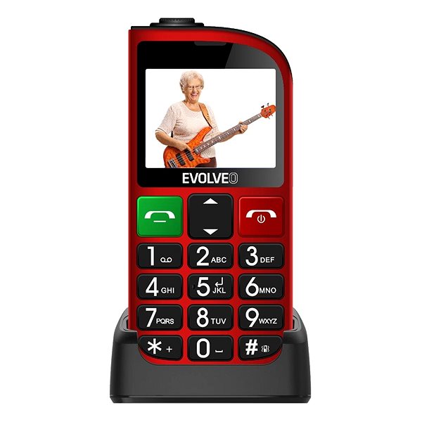 Mobile Phone EVOLVEO EasyPhone FL red with charging stand ...