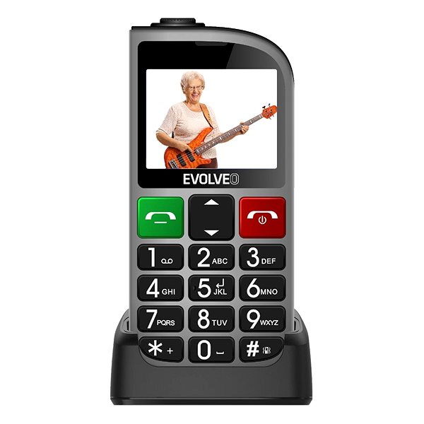 Mobile Phone EVOLVEO EasyPhone FL silver with charging stand ...