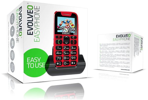Mobiltelefon EVOLVEO EasyPhone piros ...