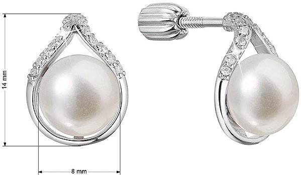 EVOLUTION GROUP 21096.1B white pearl AA 8-8.5mm ag earrings (AG 925 / 1000; 2g) .