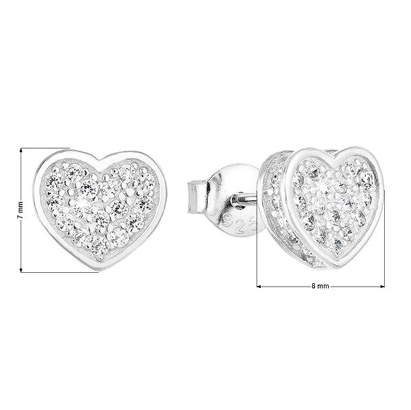 EVOLUTION GROUP 11032.1 crystal zircon ag heart earrings (AG 925/1000; 0.7g).