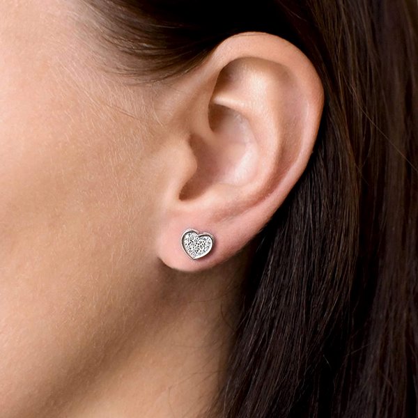 EVOLUTION GROUP 11032.1 crystal zircon ag heart earrings (AG 925/1000; 0.7g).