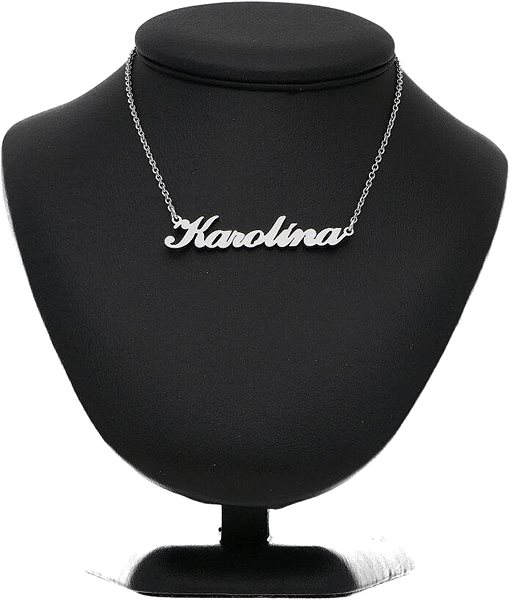 Ewena steel necklace with the name Karolina, silver.