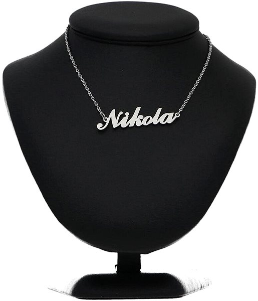 Ewena steel necklace with the name Nikola, silver.