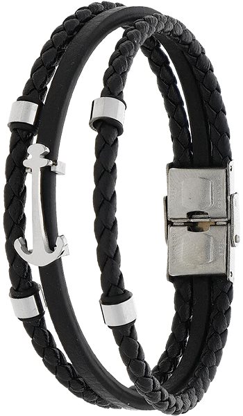 Ewena Black Leather Bracelet with Anchor LHF232.