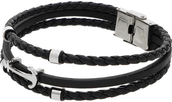 Ewena Black Leather Bracelet with Anchor LHF232.