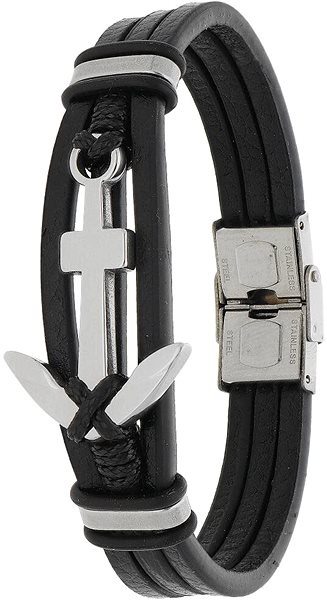 Ewena Black Leather Bracelet with Anchor LHF242.