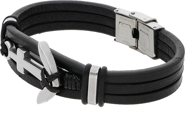 Ewena Black Leather Bracelet with Anchor LHF242.
