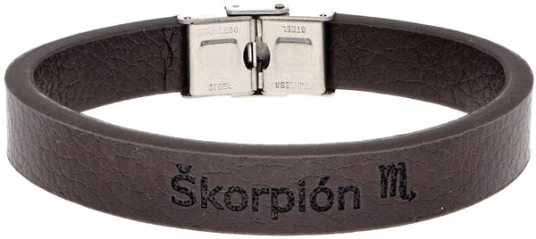 Ewena Brown Leather Bracelet with Scorpio Sign.
