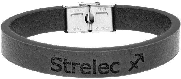 Ewena Leather Bracelet Black with Sagittarius Sign.