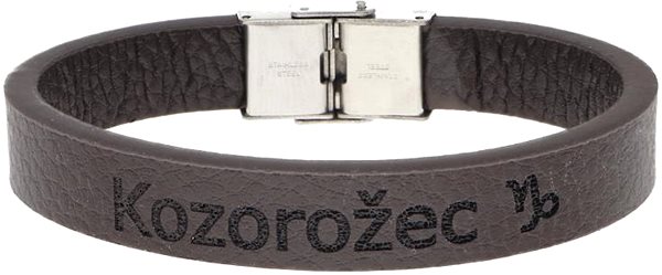 Ewena Brown Leather Bracelet with Capricorn Zodiac Sign.