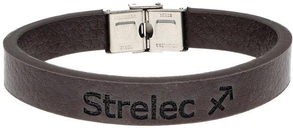 Ewena Brown Leather Bracelet with Sagittarius Zodiac Sign.