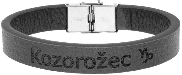 Ewena Leather Bracelet Black with Capricorn Sign.