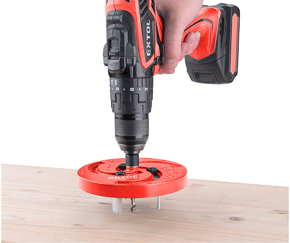 EXTOL PREMIUM Adjustable circle hole cutter drill bit, Ø 19–127mm, shank Ø 9mm.