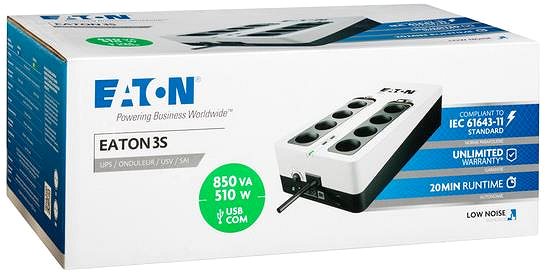 Záložný zdroj EATON UPS 3S 850 DIN Gen2, USB, USB nabíjačka ...