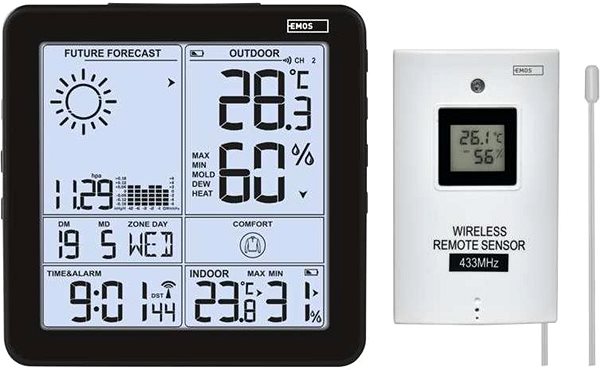 Weather Station EMOS Home Wireless Weather Station E5080 Screen