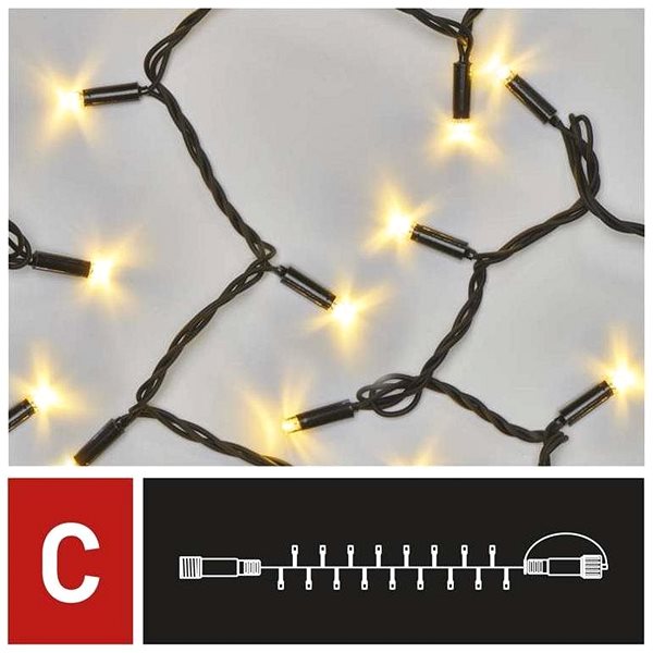 Fényfüzér EMOS Profi LED összekötő lánc fekete, 5 m, kül- és beltéri, meleg fehér, időzítővel Jellemzők/technológia