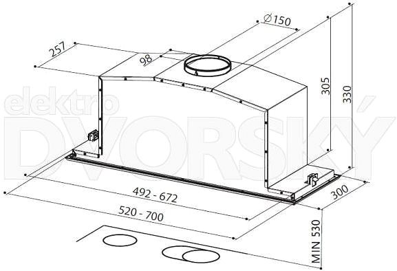 Extractor Hood FABER INCA LUX GLASS EG8 X/BK A52 Technical draft