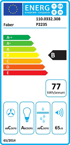 Extractor Hood FABER CYLINDRA ISOLA EV8 X A37 Energy label