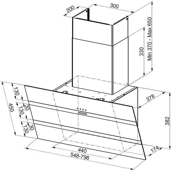 Extractor Hood FABER STEELMAX EV8 WH/X A80 Technical draft