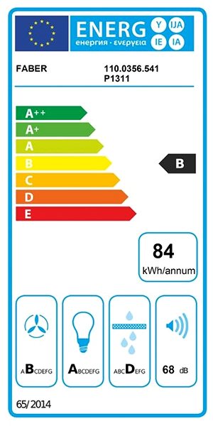 Extractor Hood FABER INCA LUX GLASS EV8 X/WH A70 Energy label