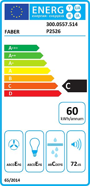 Extractor Hood FABER 741 PB X A50 Energy label