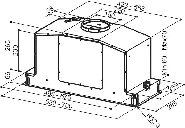 Extractor Hood FABER IN-LIGHT EV8 X A70 Technical draft