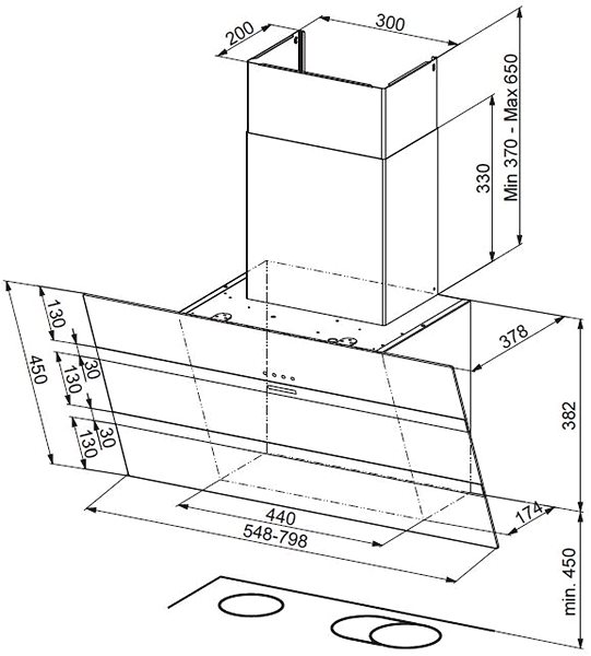 Extractor Hood FABER STEELMAX EV8 BK/X A55 Technical draft