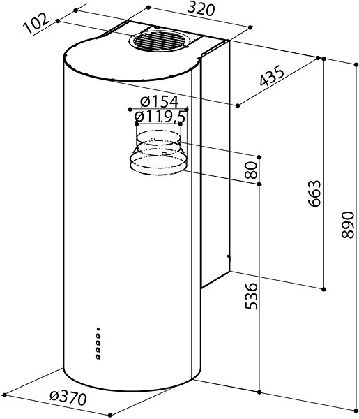 Extractor Hood FABER ECLIPSE EV8 X A37 Technical draft