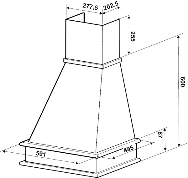 Extractor Hood FABER RANCH WH A60 with Frame Technical draft