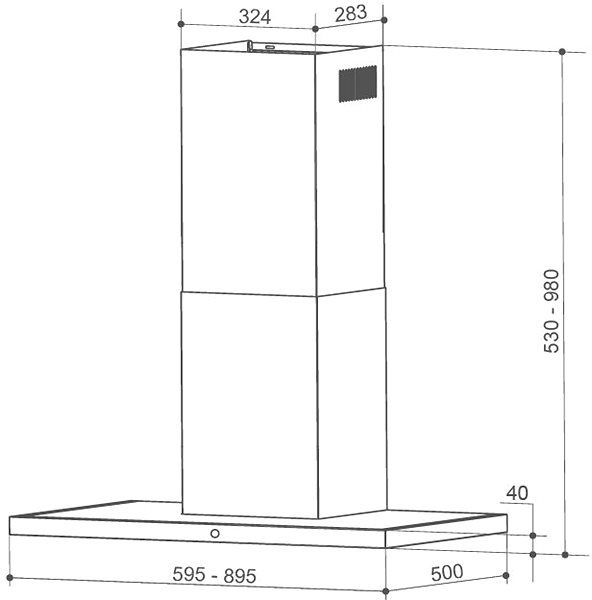 Extractor Hood FABER TSPG GLASS X/BK A60 Technical draft