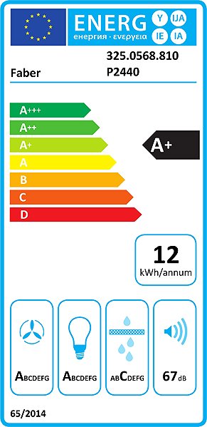 Extractor Hood FABER TSPG GLASS X/BK A60 Energy label
