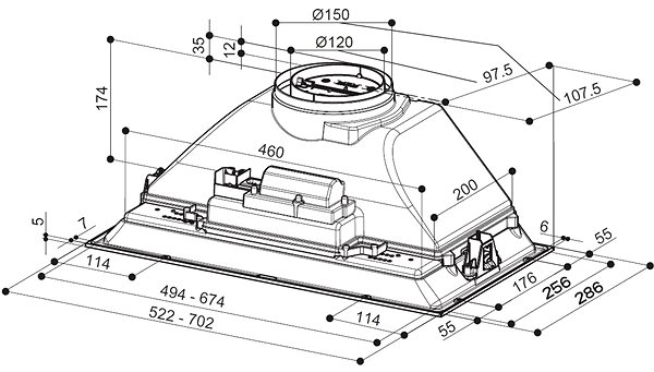 Extractor Hood FABER INKA SMART C LG A70 Technical draft