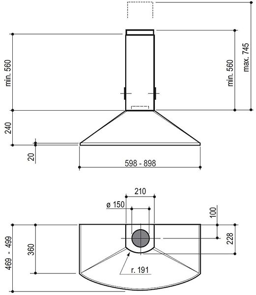 Extractor Hood TENDER X A60 Technical draft