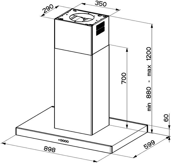 Extractor Hood STILO COMFORT ISOLA X A90 Technical draft